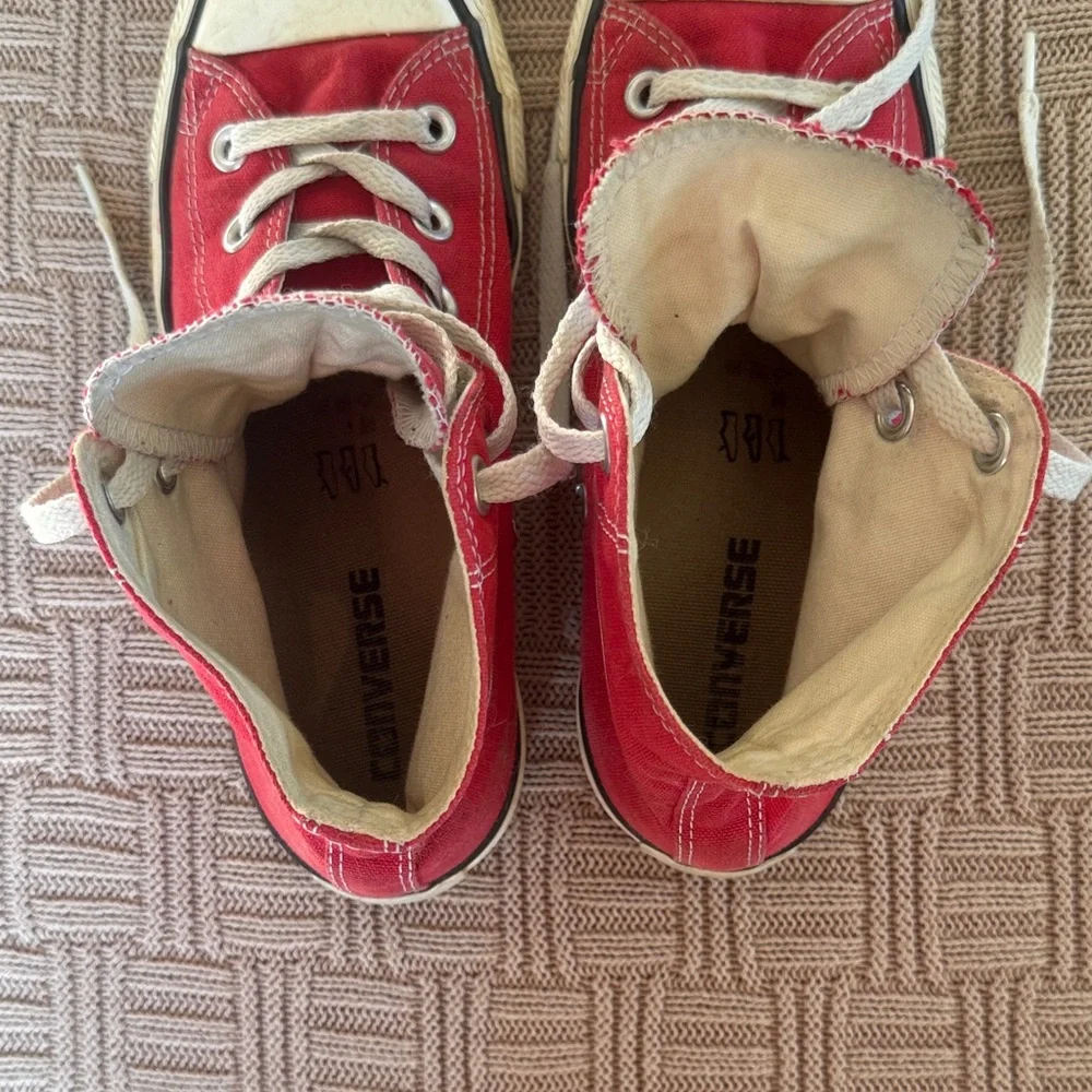 Converse Red High-Top Canvas Sneakers with White Accents - Picture 10 of 13